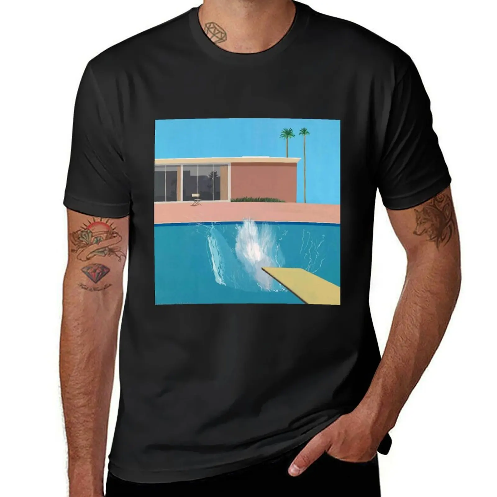 Art By David Hockney David Hockney Bigger Splash T-Shirt blacks plain funny t shirts for men