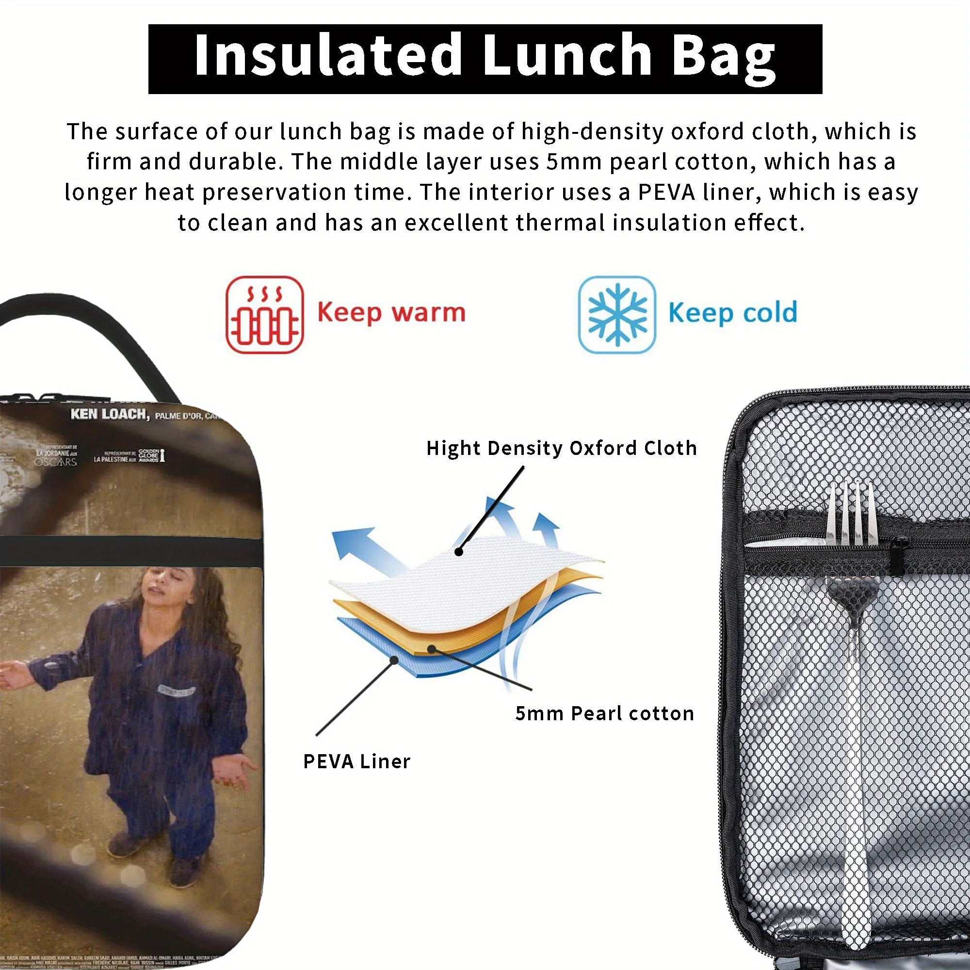 Thermal Insulated Lunch Bag Portable Thermal Insulated Cooler Bag for Travel, Office, Home, Restaurant, Hiking, Beach Lunch Box