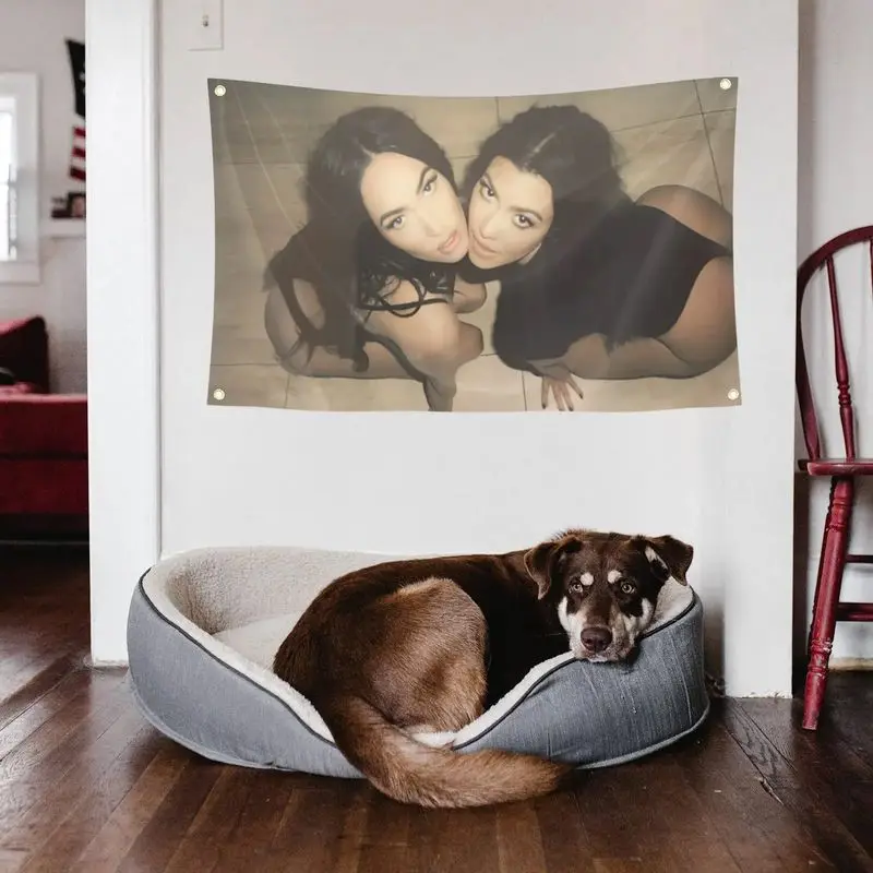 VIKAMA Tapisserie murale rétro avec photo de célébrité Megan Fox, en polyester, pour chambre à coucher, dortoir, salle d'e-sport, décoration de la maison
