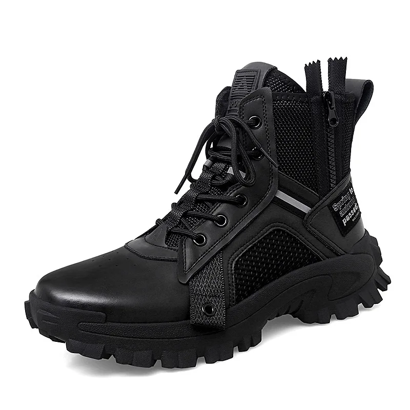 

Autumn New Outdoor High-top Hiking Shoes for Men Fashion Casual Sports Ankle Boots Male Solid Color Lace High Quality Shoes Man