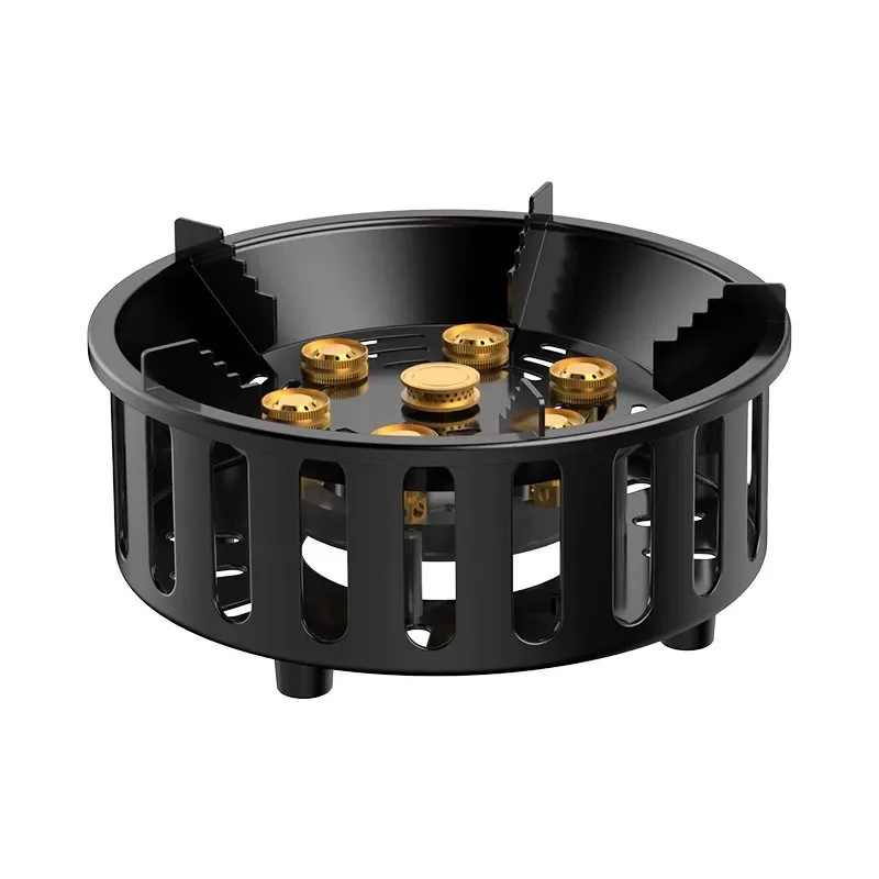 Portable Outdoor 7‑Core High‑Fire Gas Stove, Windproof Cassette Stove for Camping Picnic Hiking Wild Cooking Use
