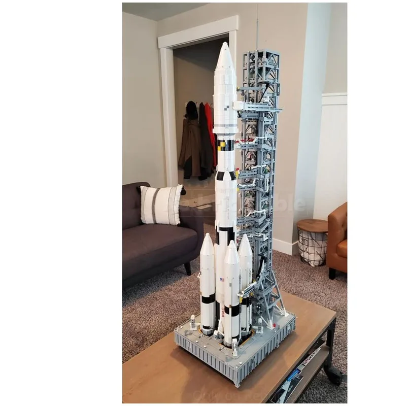 

MOC-216523 Saturn V MLV-25L Мобильный передатчик и запуск пупочной башни 11160, деталиMOC, креативная игрушка на день рождения для мальчиков и детей, подарок