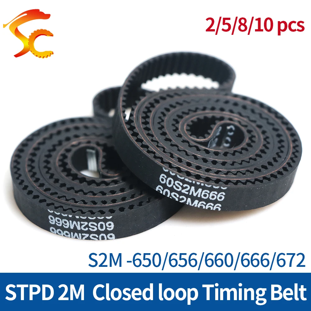 

ONEFIRE S2M Closed-loop Timing Belt 650/656/660/666/672mm Width 6/9/10/15mm Synchronous Rubber Belts For Pulleys