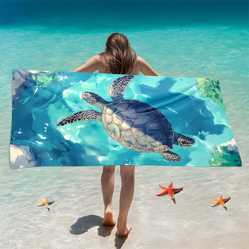 

1pc Disney Beach Towel Ocean Element Cartoon Pattern Elements Ultra-Absorben Windproof Sun-Protective-Ideal Beach Travel Camping