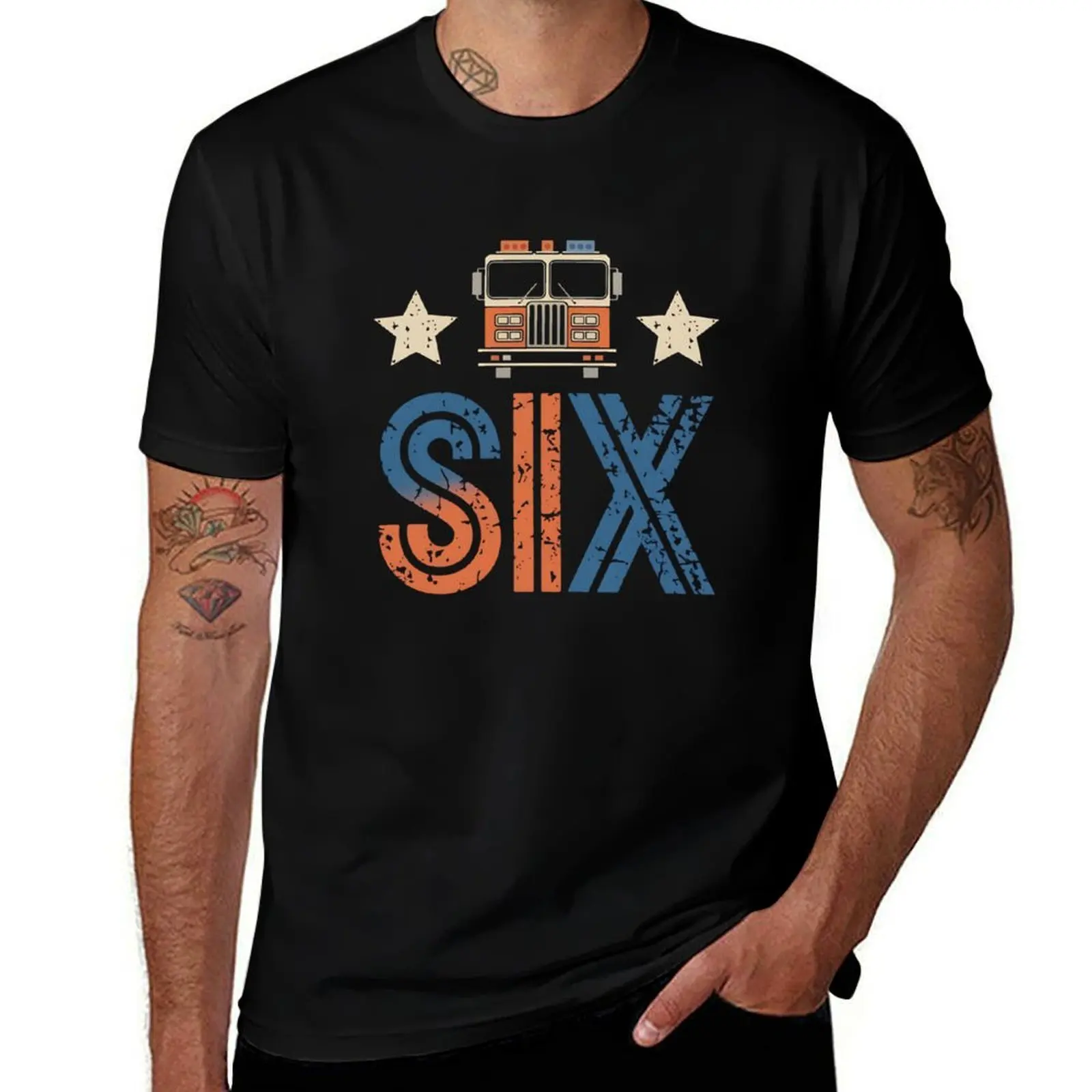 

6th Fire Truck Birthday 6 Year Old Birthday Firefighter T-Shirt anime figures Aesthetic clothing mens clothes