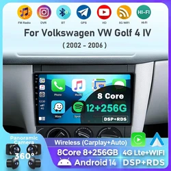 Car Radio Android 14 For Volkswagen VW Golf 4 IV 2002-2006 Jetta MK4 Classics Multimedia Player Carplay GPS Auto Stereo DSP QLED