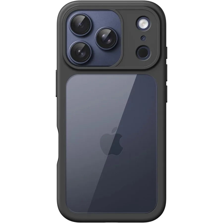 حافظة لهاتف آيفون 17 برو ماكس، غطاء ممتص للصدمات مقاس 6.9 بوصة مع إطار من مادة البولي يوريثان غير اللامعة بلون سادة وظهر شفاف مضاد للخدش #1