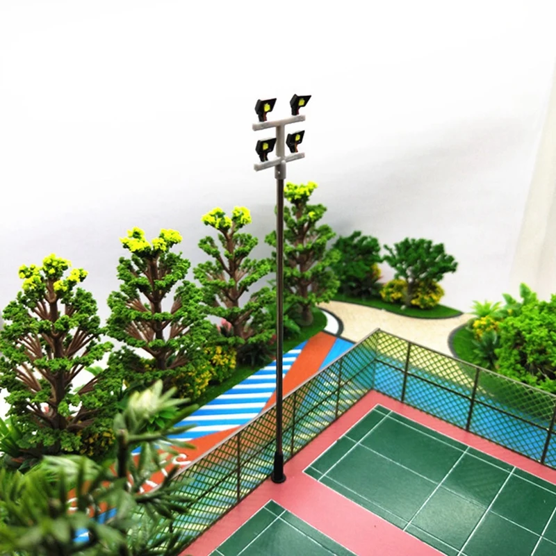 4 PCS HO Scale Model Lighting Tower,Tower Lights Model Lights Layout Lamppost For Train/Garden/Playground/Stadium