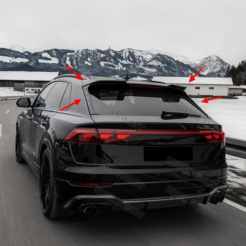 4 Stück für Audi Q8 SQ8 2018 2019 2020 2021 2022 2023 High-Kick Heckspoiler Deckspoiler Heckflügel aus Kohlefaser