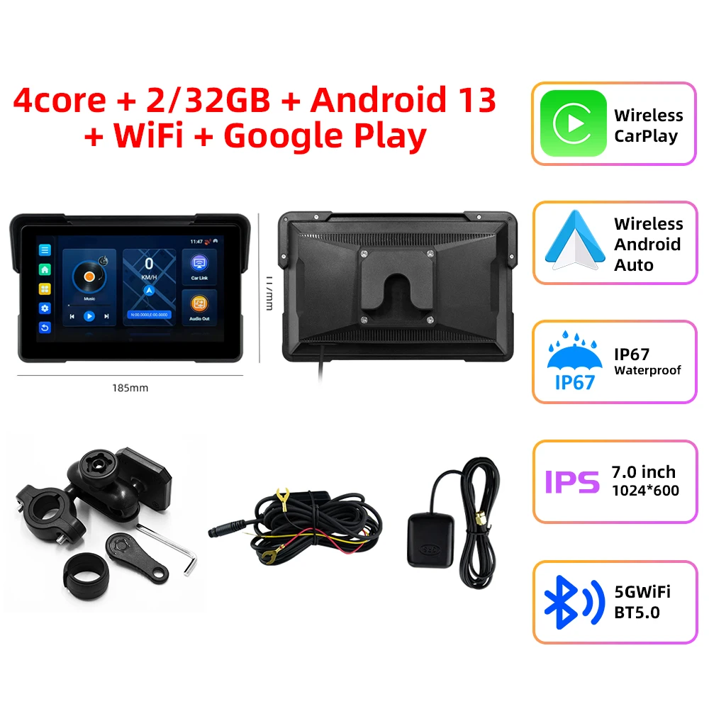 EKIY M21 7インチバイク用防水ワイヤレスCarPlayディスプレイ画面