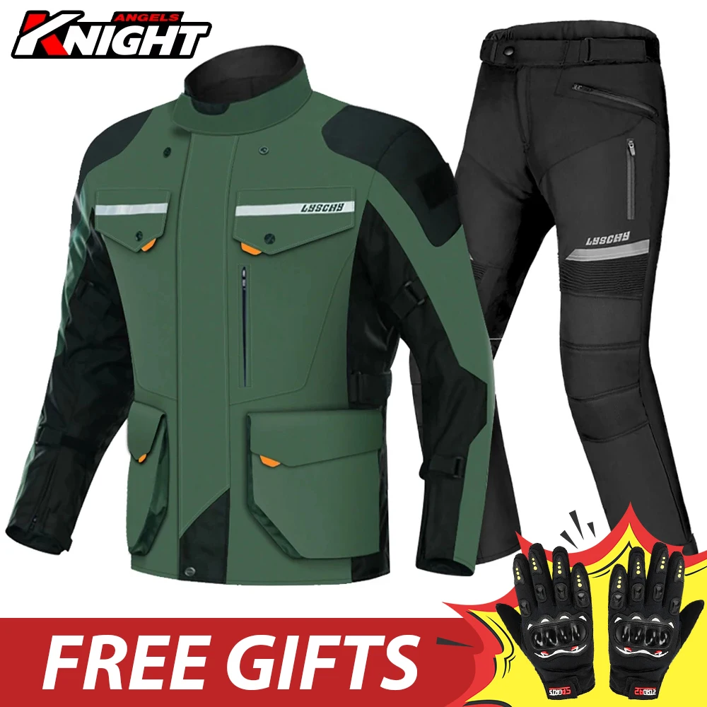 

Waterproof Motorcycle Jacket Men's Motocross Jacket Pants Suit Moto Jacket Racing Motorbike Jacket Wear-resistant Riding Clothes