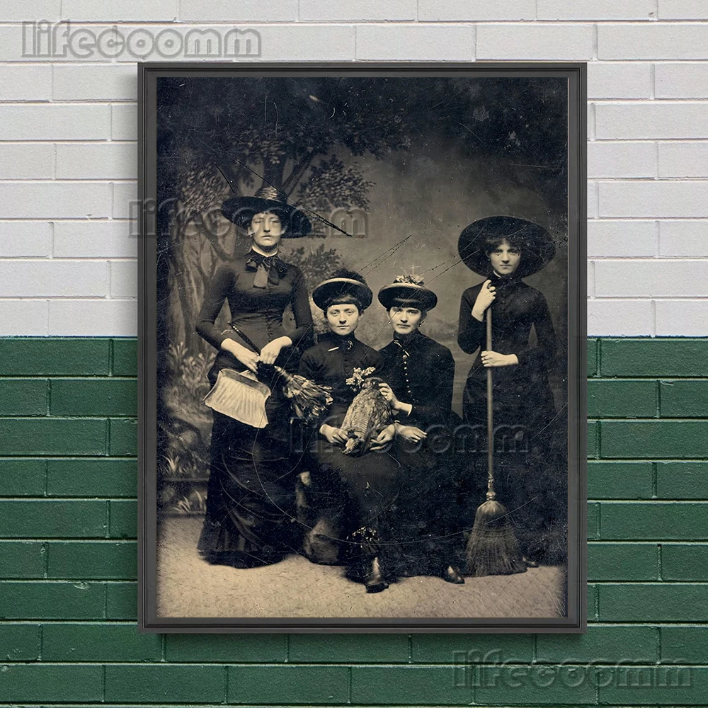 Victorian Witches And Spider Lady Vintage Wall Art Canvas Print Occult Witchcraft And Pagan Wiccan Horror Art Poster Print Decor