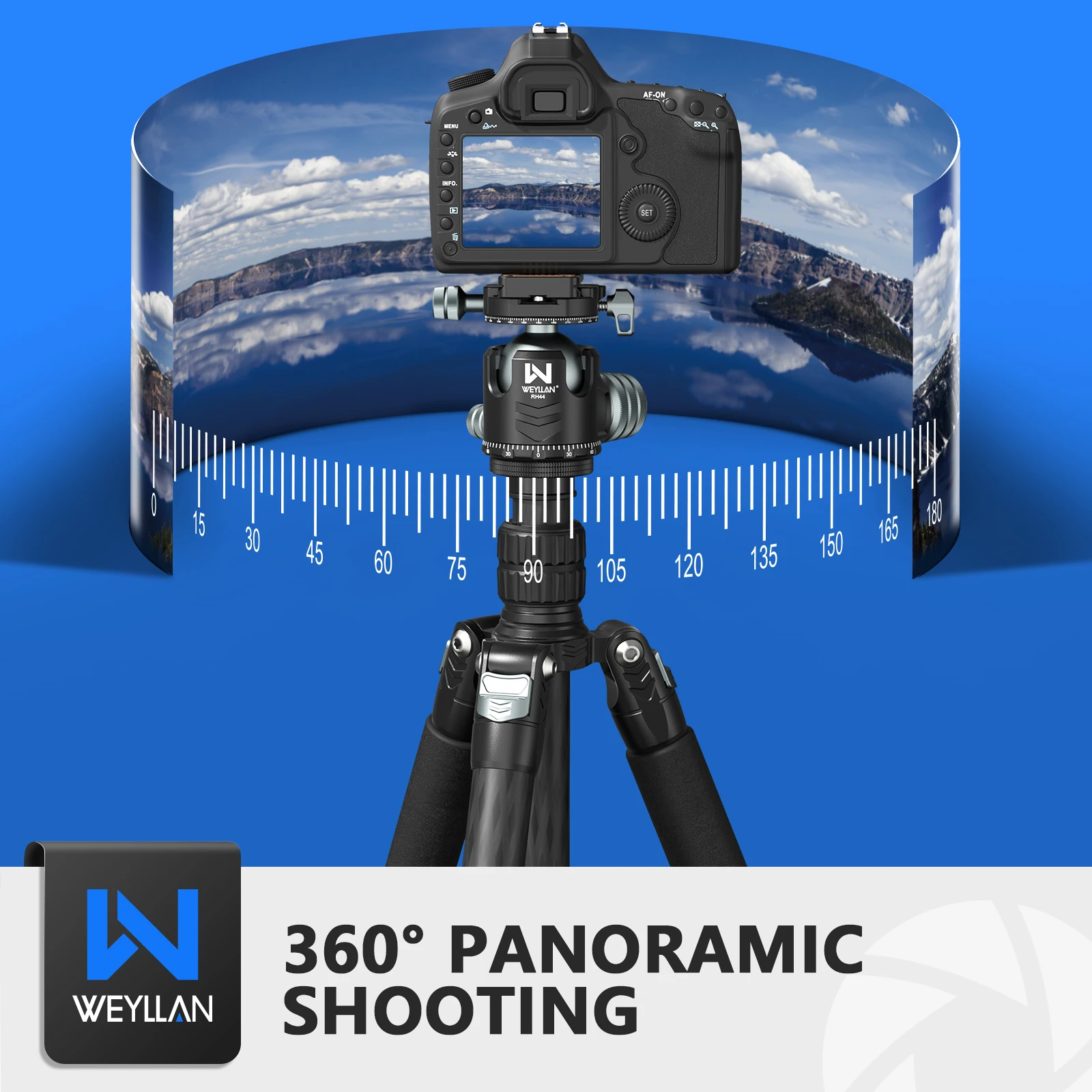 Weyllan RH44ต่ำโปรไฟล์หัวบอลขาตั้งกล้องสำหรับขาตั้งกล้องขาเดียว CNC แบบพาโนรามาคู่ขนาด44มม. บอลแรงโน้มถ่วงต่ำศูนย์ของขวัญ