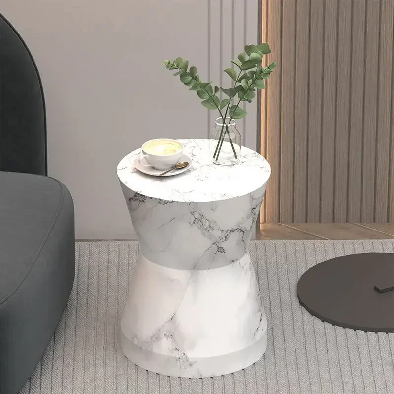 Modern Simple Magnesium Oxide Water Transfer Edge Table Living Room Sofa Small Coffee  Homestay Minimalist  Round image 3