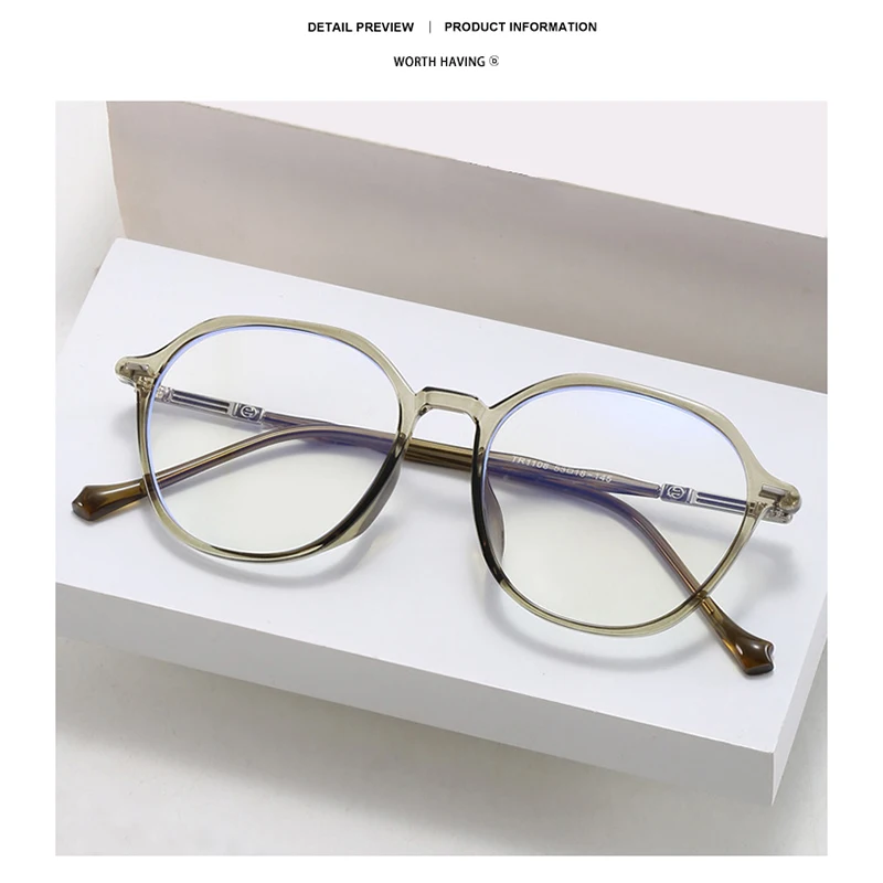 DDDLONG Round Anti Blue Light Glasses Prescription Eyeglasses Frame For Men Women Optical Lens Can Replaceable Eyewear D380