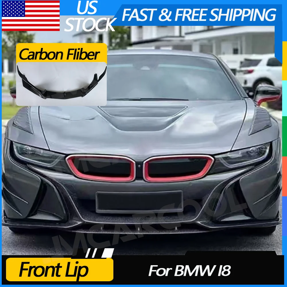 

JMCARCOOL Carbon Fiber Front Lip Splitters For BMW I8 2015-2021 Head Bumper Extension Front Chin Spoiler Car Styling