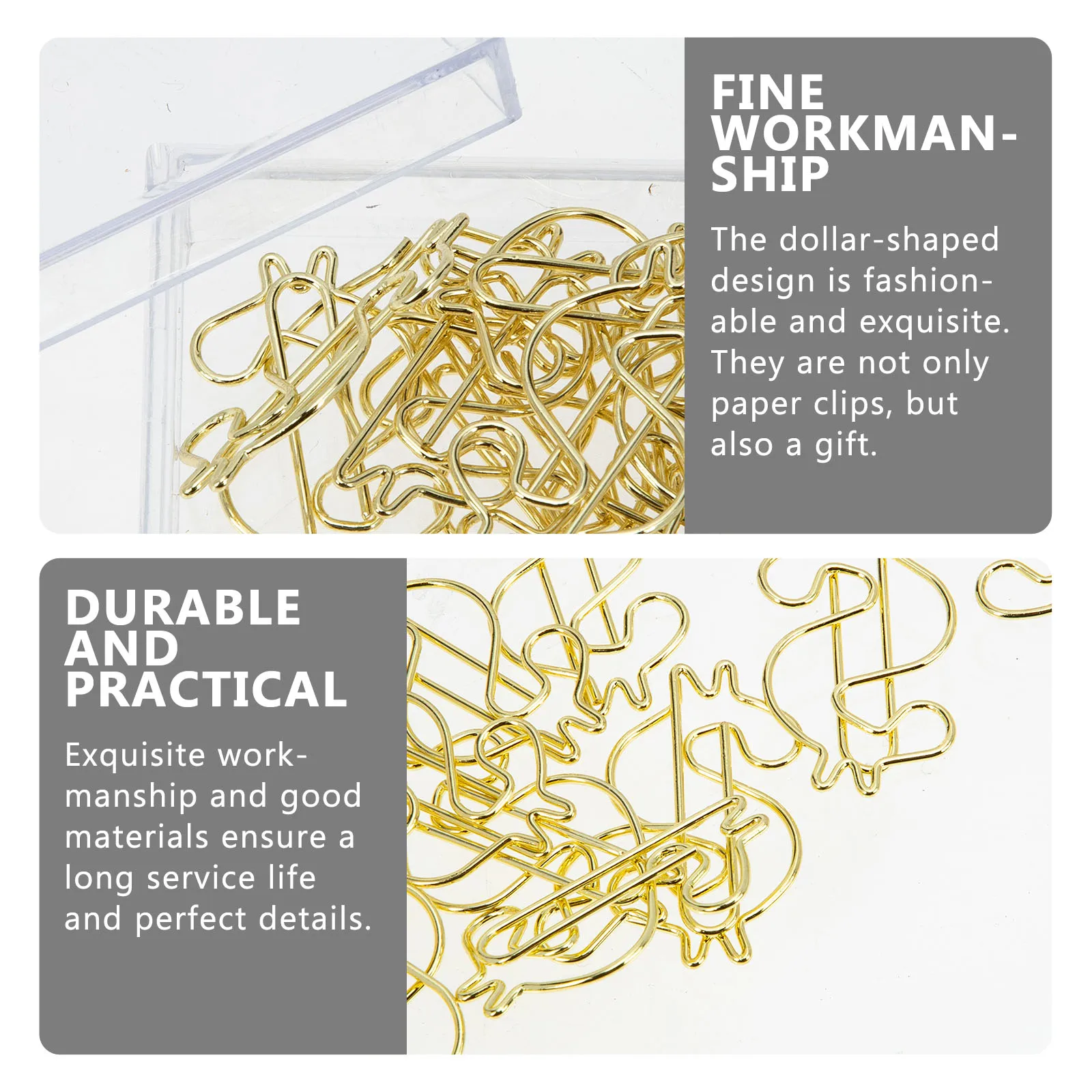 

50pcs Paper Clips Alloy Golden Office Supplies Decorative Clamps For Scrapbook Notebook Calendar Organizing Tool