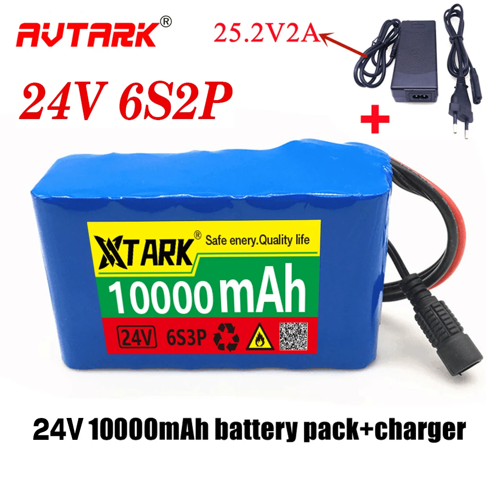 

6S3P 24V 10AH Battery Pack 25.2V 10000MAH BMS Electric Bicycle Toy Car 18650 Lithium Ion Battery Pack + Charger Strong Power 4.8