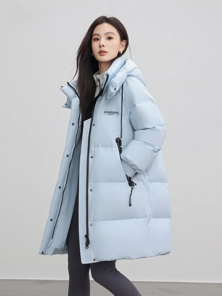 

Женская демисезонная куртка-пуховик Snow Flng Весна 2026 средней длины с капюшоном, теплая, повседневная, уличный стиль, наполнитель из полиэфирного волокна и пуха