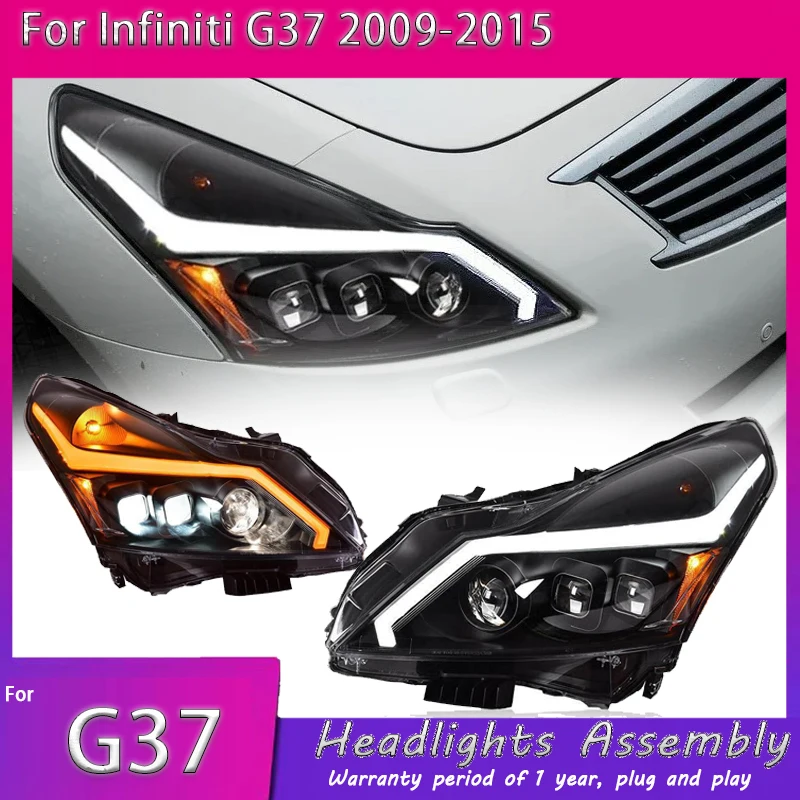 

Head Lamp for Infiniti G37 Q60 2DR Coupe LED Headlight 2008-2015 Headlights DRL Turn Signal High Beam Angel Eye Projector