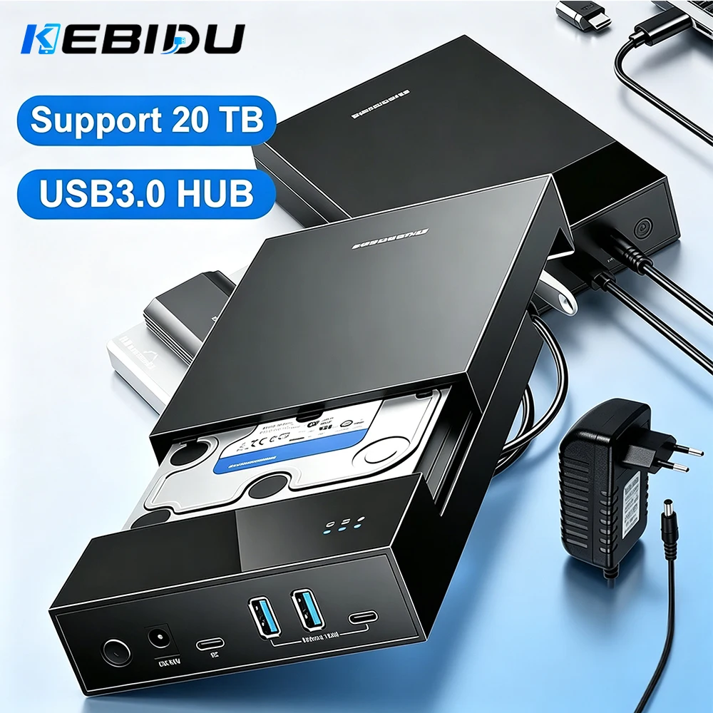 KEBIDU M.2 SSD Duplicator Dual Bay NVMe SATA Docking Station One Key Offline Clone USB3.2 Gen2 External Hard Drive Enclosure