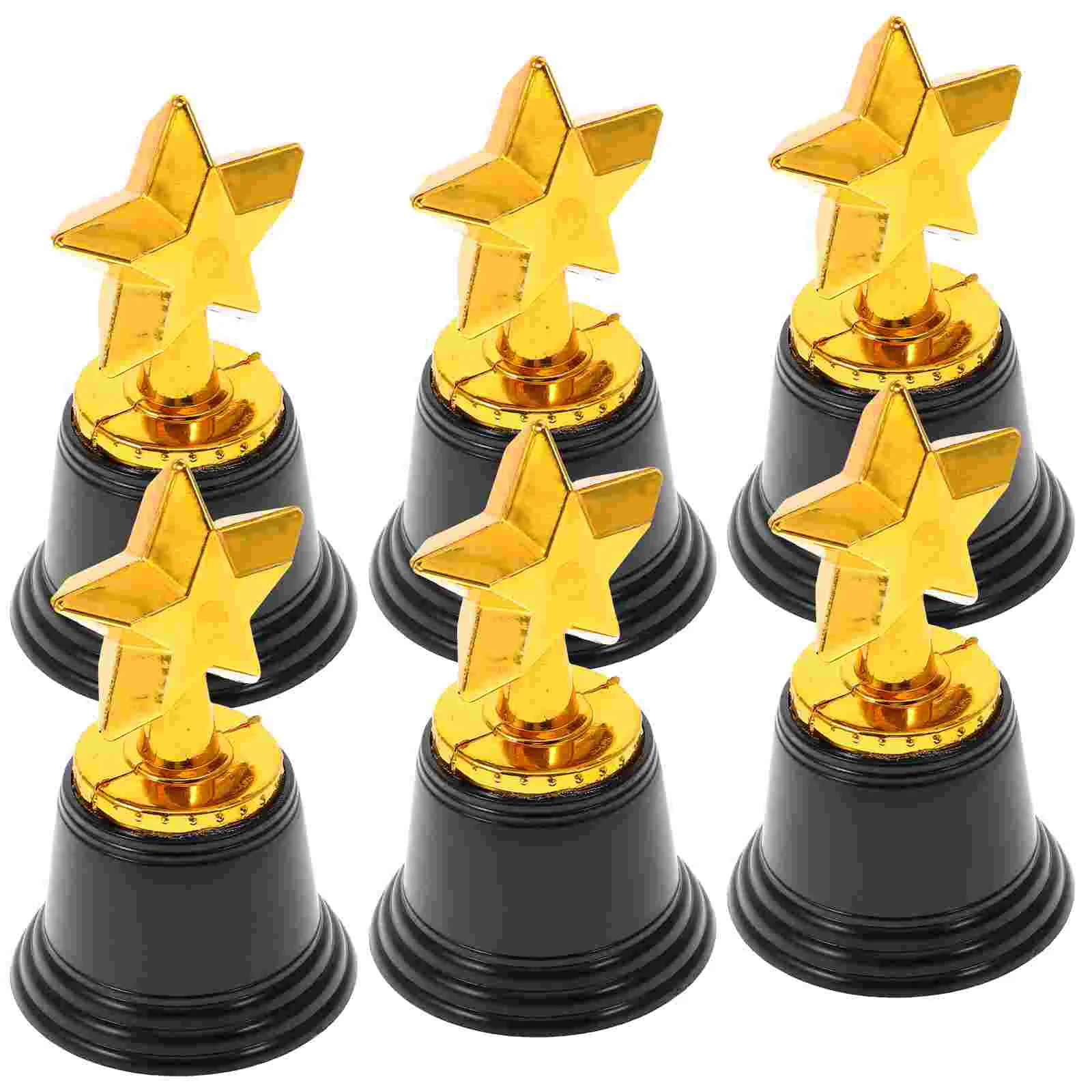 

6 Pcs Winning Plastic Trophy Mini Trophies Awards Gift Medal Black Adults Gold Star