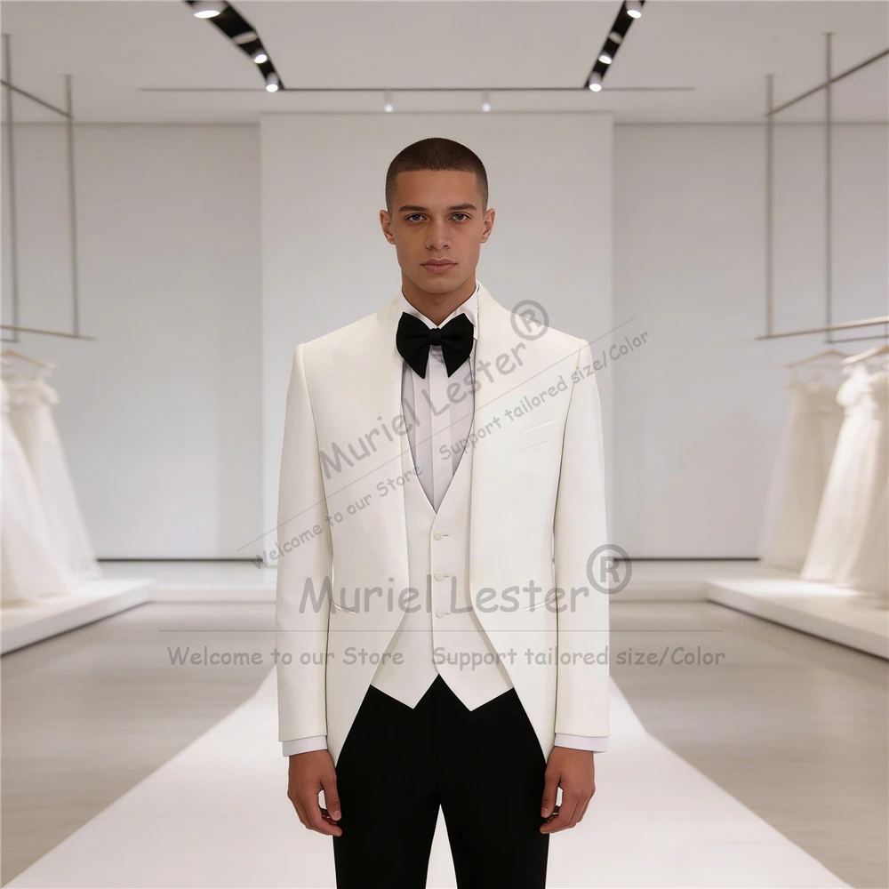 

Elegant Suits Men For Wedding Italian Design Jacket Vest Pants 3 Piece Set Groom Tuxedos Customized Man Evening Banquet Blazers