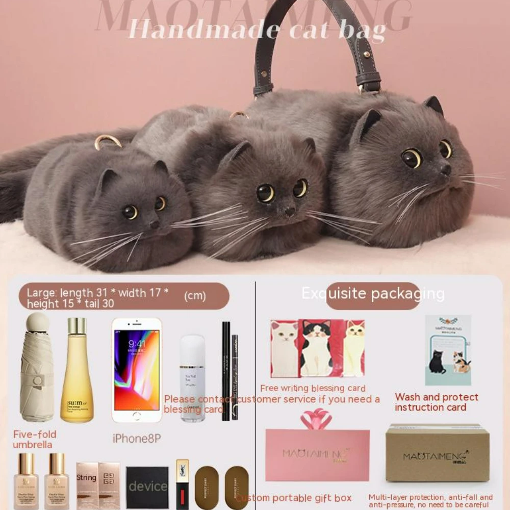 Imagem -03 - Bolsa Artesanal de Boneca Gato para Menina ir Coração Nicho Prática Sênior Uma Variedade de Maneiras de Usar Bonito Presente de Aniversário