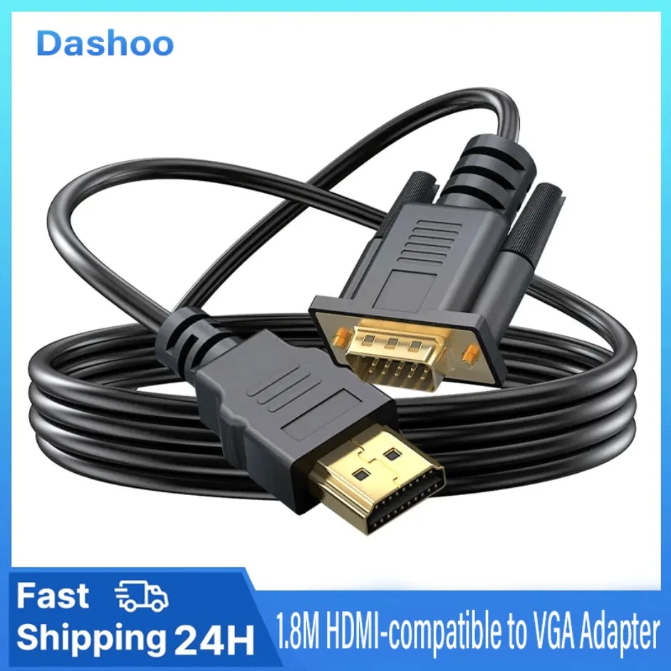 HDMI-Compatible to VGA Adapter Connecto Line Converter Cable 1.8M FHD 1920*1080P For Desktop Laptop PC TV Monitor Projector