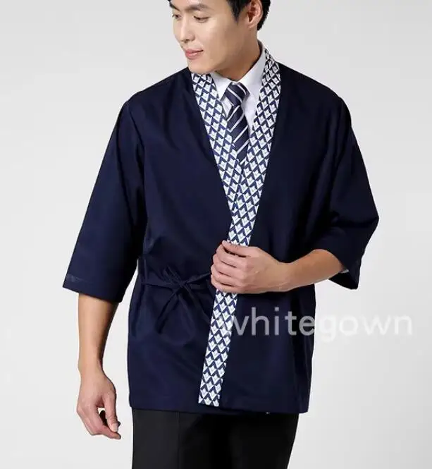 Japanse Sushi Chef Uniform Jas Keuken Kimono Mannen Lente Koken Werk Shirt Vintage