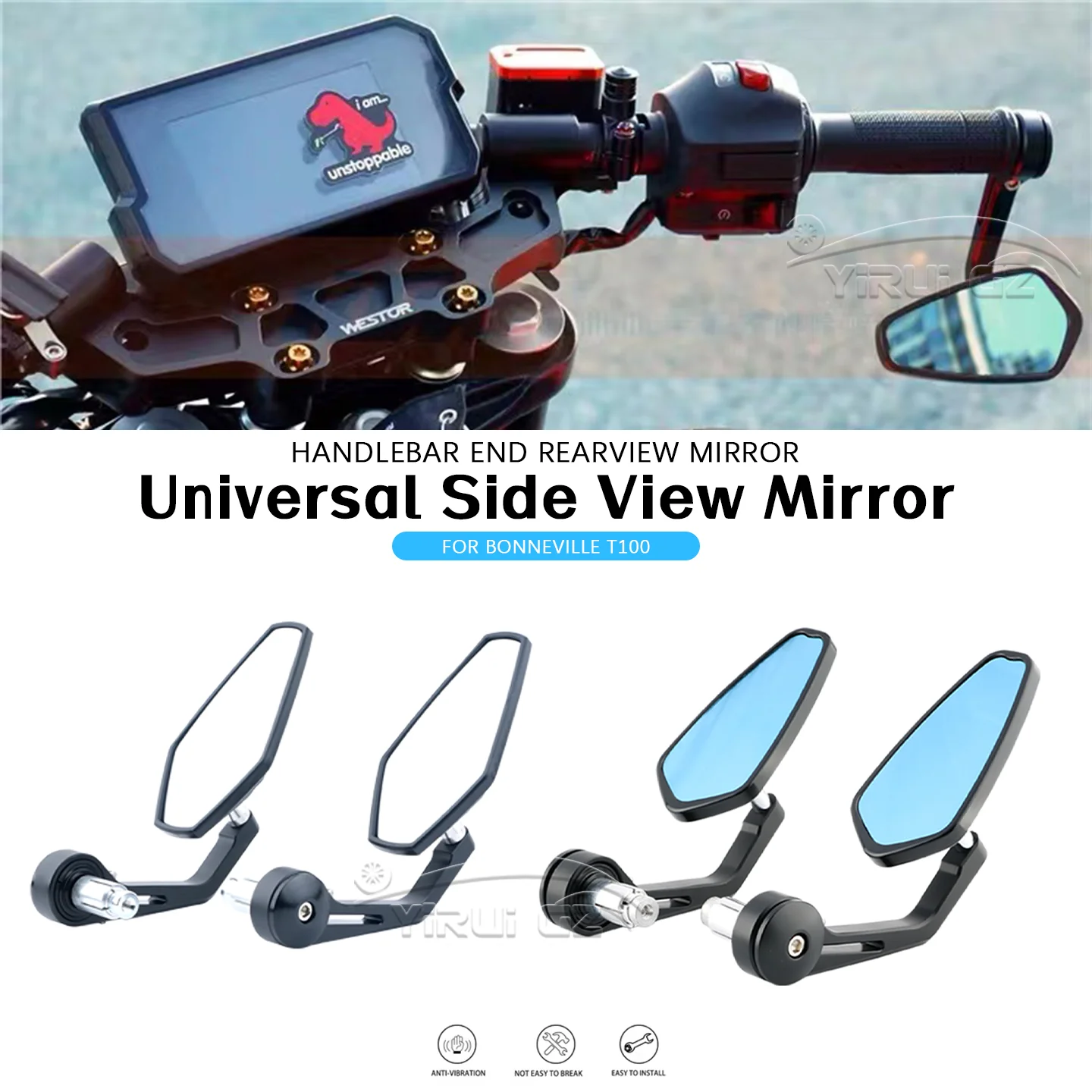 

Универсальное боковое зеркало заднего вида 7/8 дюйма для крепления на руль мотоцикла, зеркала заднего вида для мотоциклов, для мотоцикла Bonneville T 100