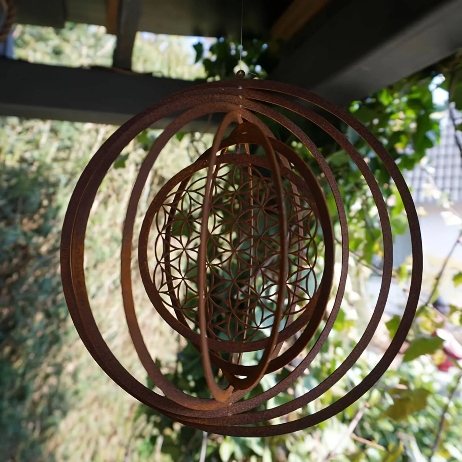 metal-wind-rotator-unique-design-foldable-metal-swirl-ornament-weathered-round-hanging-decor-easy-to-hang-weather-resistant