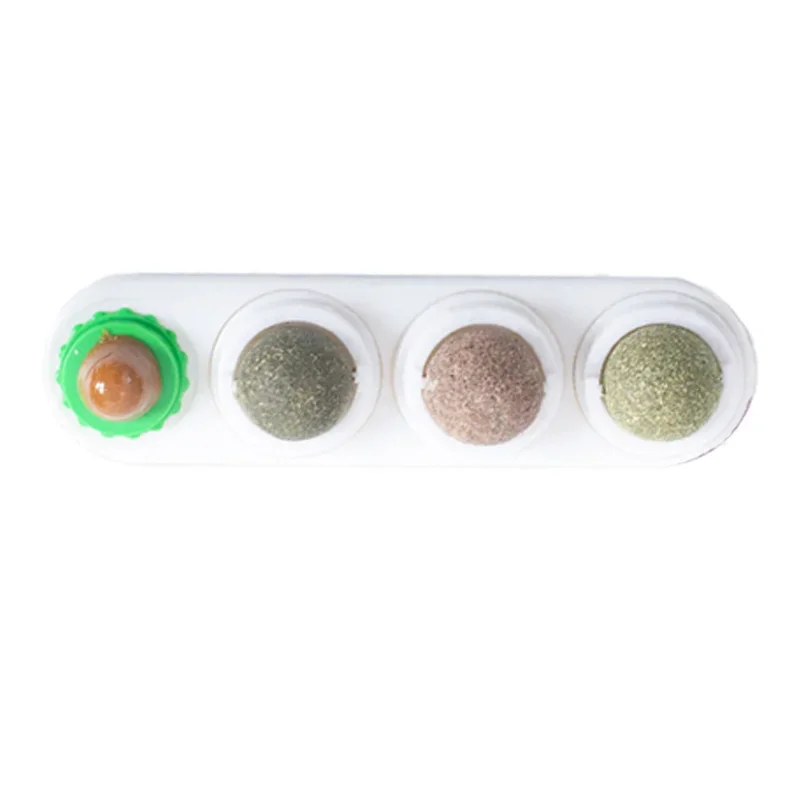 4-in-1 rotierende Katzenminze, silberne Weinrebe, Kugel, Zahnreinigung, Akne-Prävention, Verdauungsgesundheit, Wandstift auf Spielzeug, essbares, sicheres Material