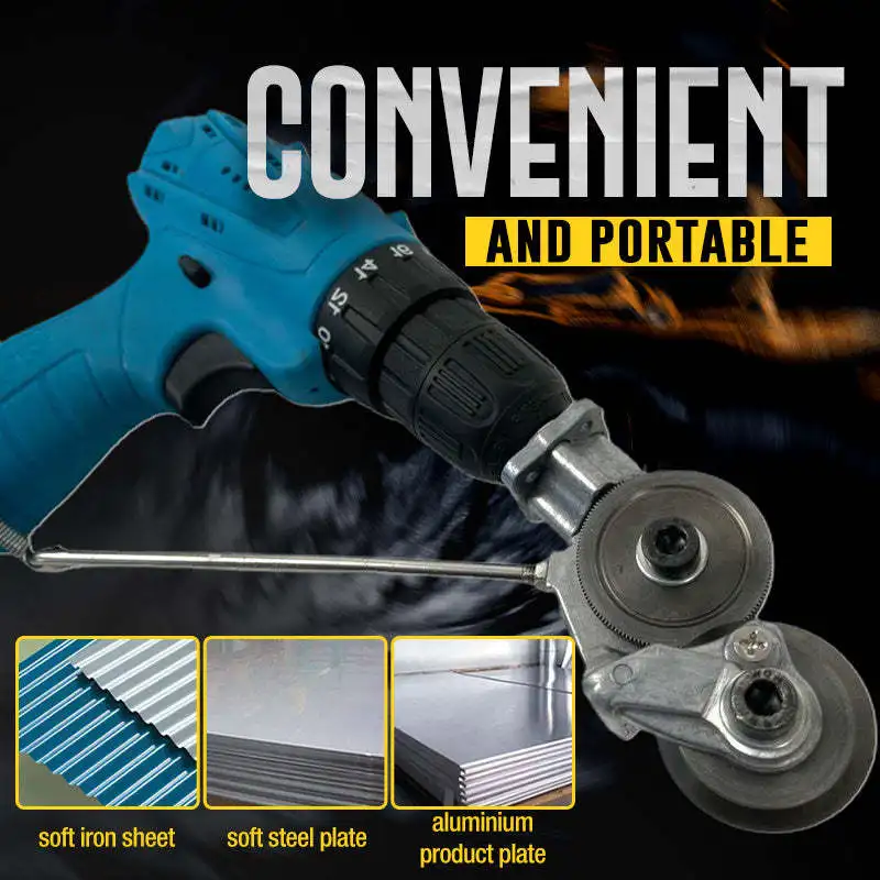 Electric Drill Shear Plate Cutter Attachment Metal Knife Copper Sheet Cut Tool Power Nibbler Punch Scissors Converter Adapter
