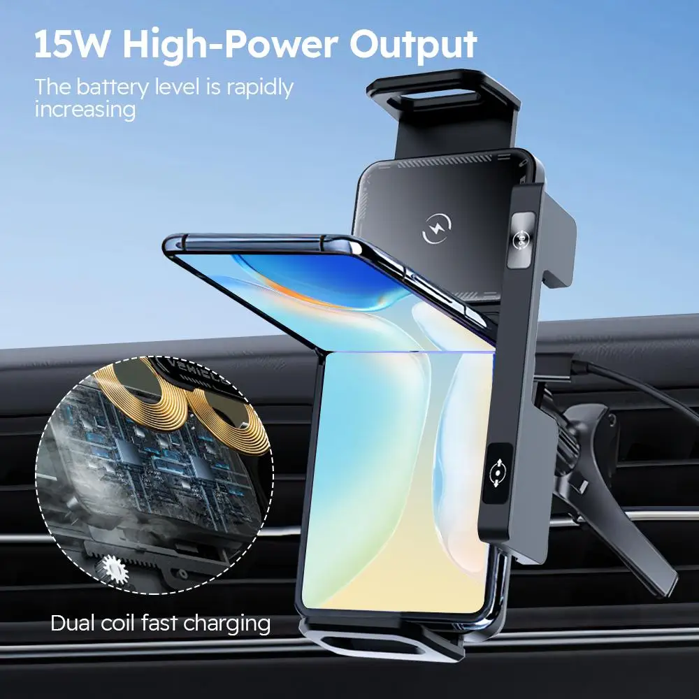 360° Rotation Automatic Rotating Horizontal Screen Bracket Wireless Charging Stand  For Samsung Mobile Phone Holder