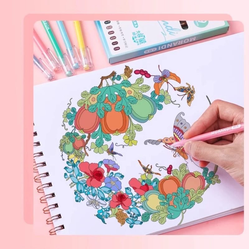 Handheld Pen Full Set of 36 Color Neutral Pen for Painting Special Notes,Large Capacity Handheld Gel Pens Flat for Morandi Color