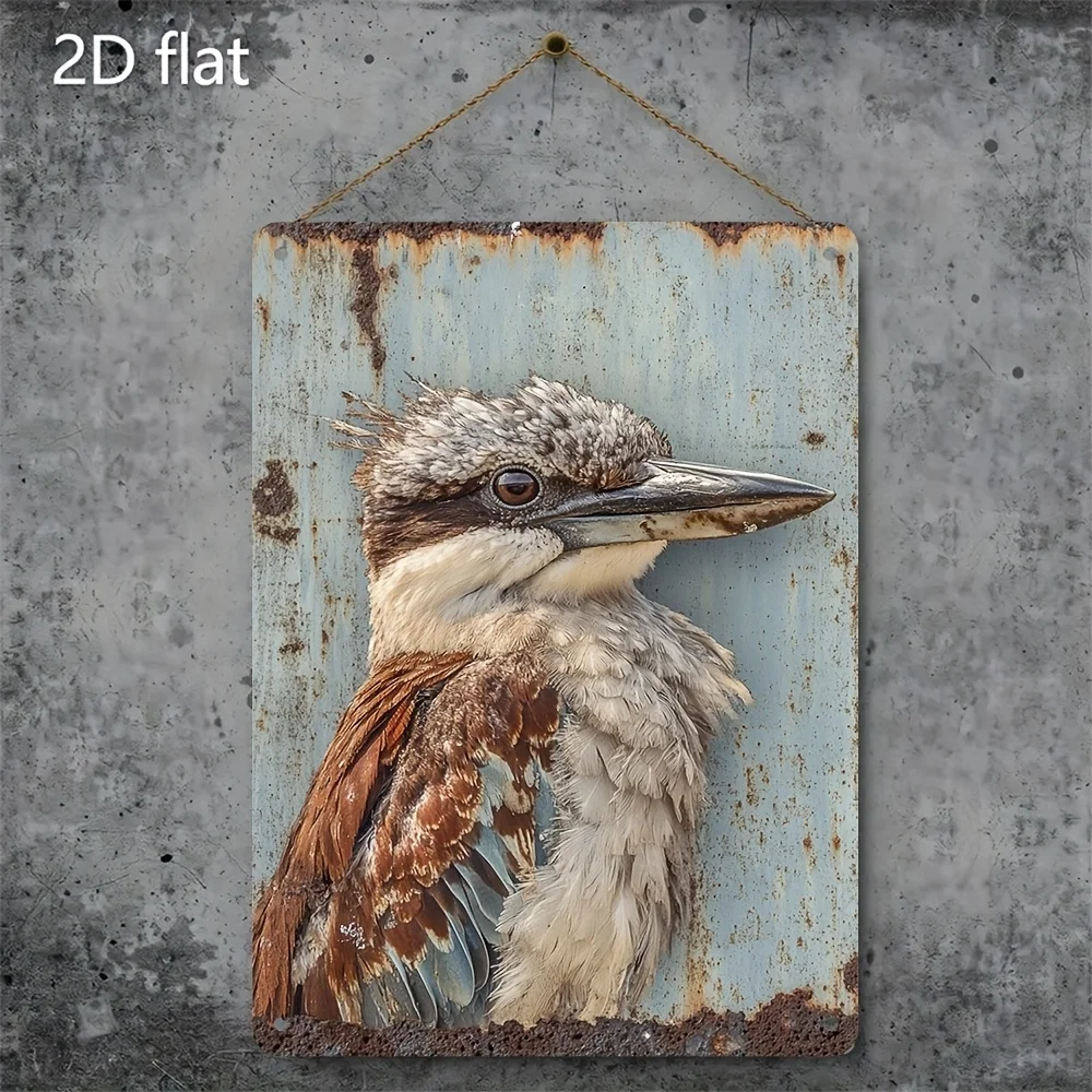 2D Flat, [2D Flat] Vintage Kookaburra Metal Sign , Rust-Proof & Waterproof Iron Wall Art, Nelson the Kookaburra Design