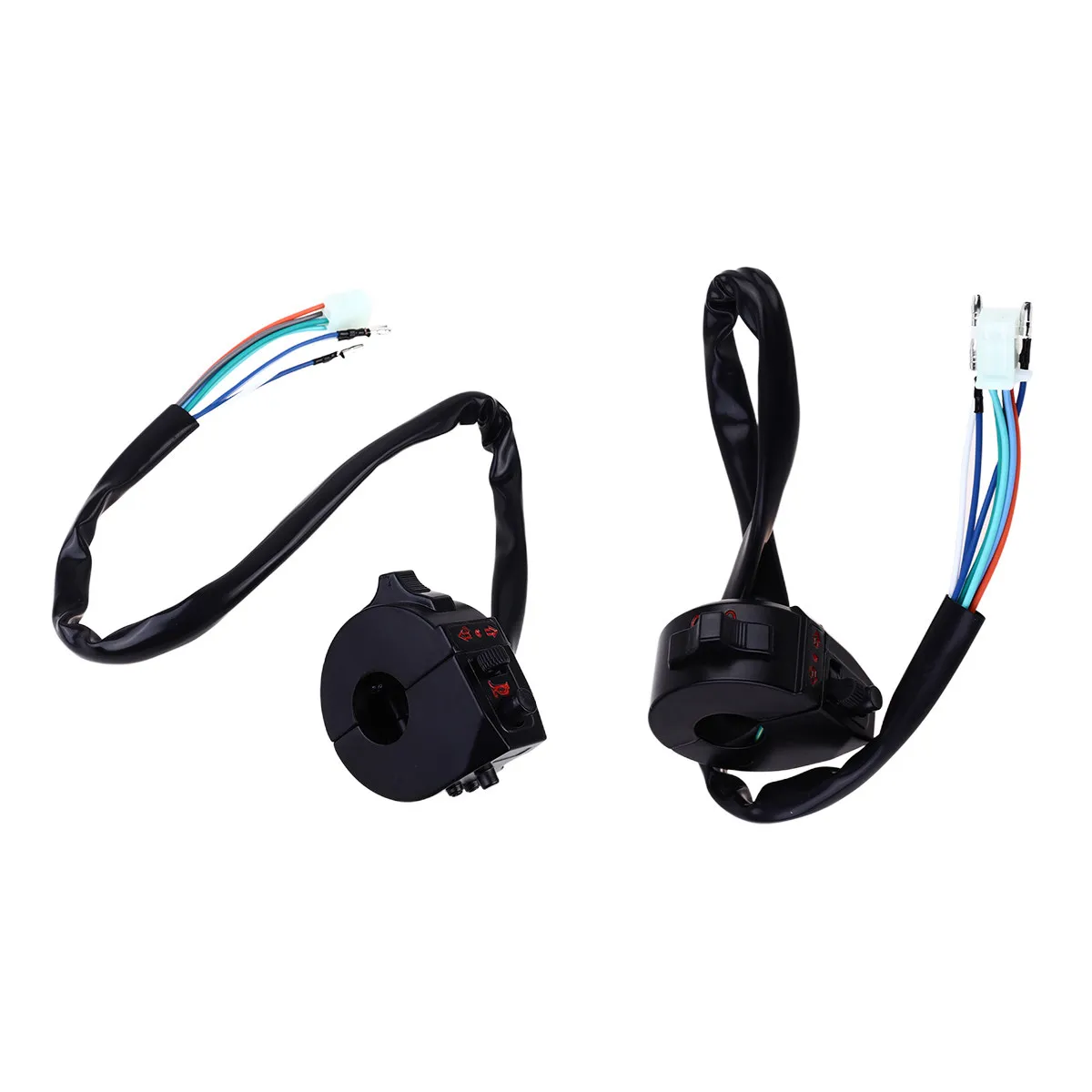 

Motorcycle Functional Handlebar Switch Integrated Turn Signal Horn Light Left Side Control Sturdy Black with Colorful Button