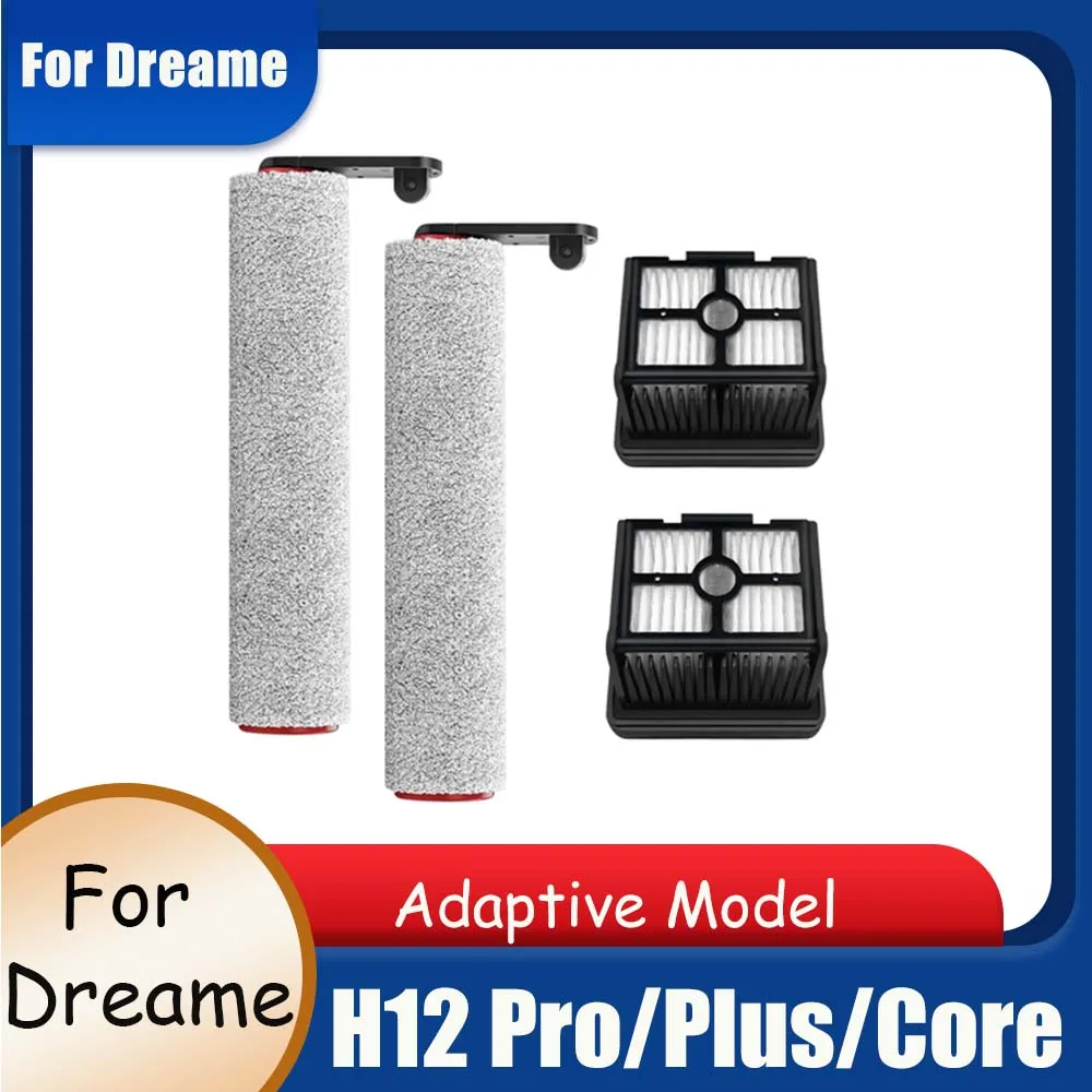 For Dreame H12 Pro/ H12 Plus/H12 Core Wet Dry Vacuum Cleaner Replacement Spare Parts Soft Roller Brush Hepa Filter Accessories