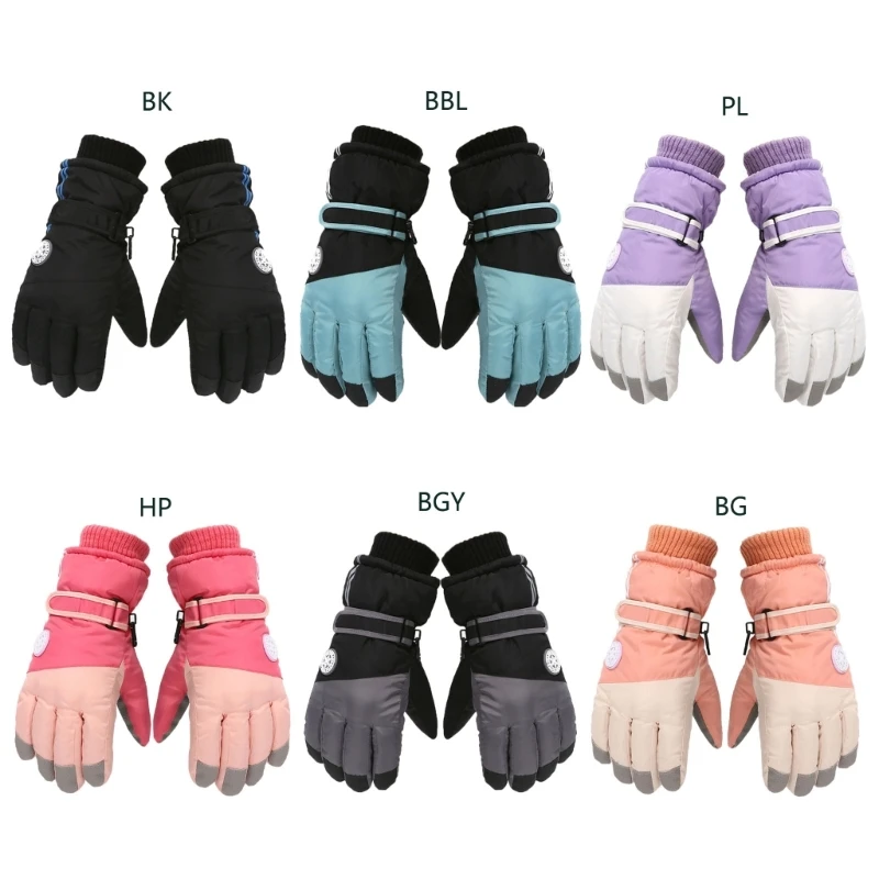 

Ribbed Cuff Gloves Children Mittens Thicked Cold Weather Windproof Ski Gloves