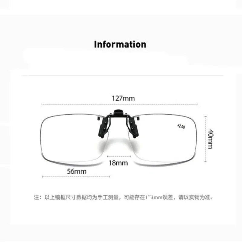 Flip Up Down Clip Lesebrille Ultraleicht mit Clip Anti-Blau-Lupe Randlose optische Linsen Presbyopie-Brille – Detail 7