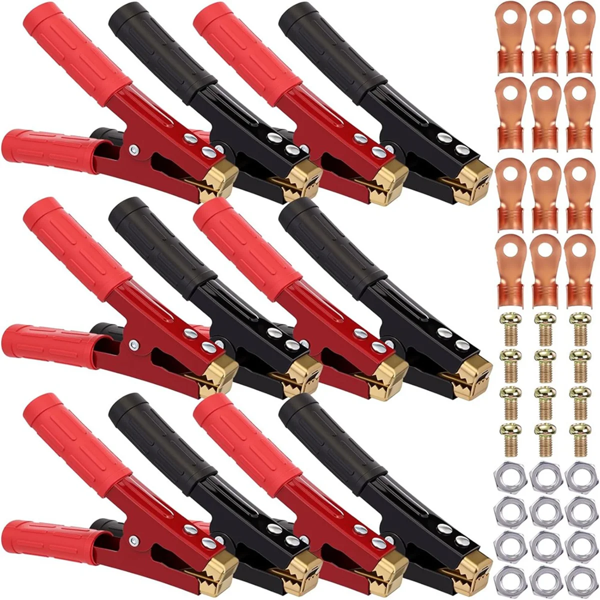 AA25 12 Pcs Battery Jumper Cable Clips 500-1000a with Insulating Sheath Jumper Cable Ends for Cables All Kinds of and Boats