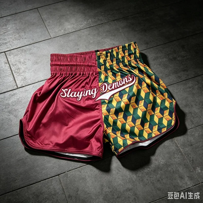 Muay Thai Shorts Men's Kid Oversized Breathable Quick Drying MMA Sports Shorts Octagonal Cage Fighting Night Shorts
