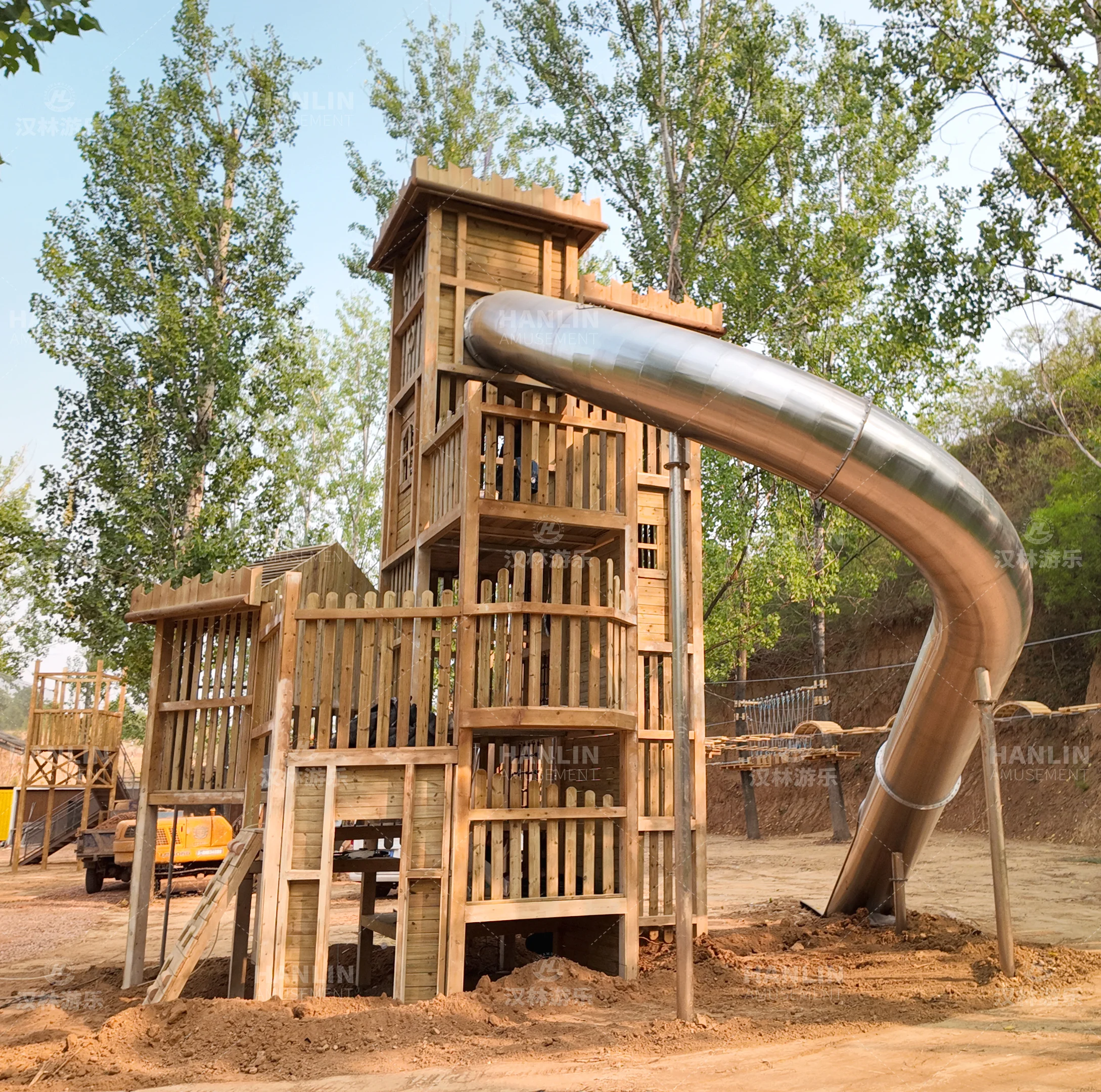 Kids Outdoor Wooden Playset - Columpio de Madera para Niños, Equipo
