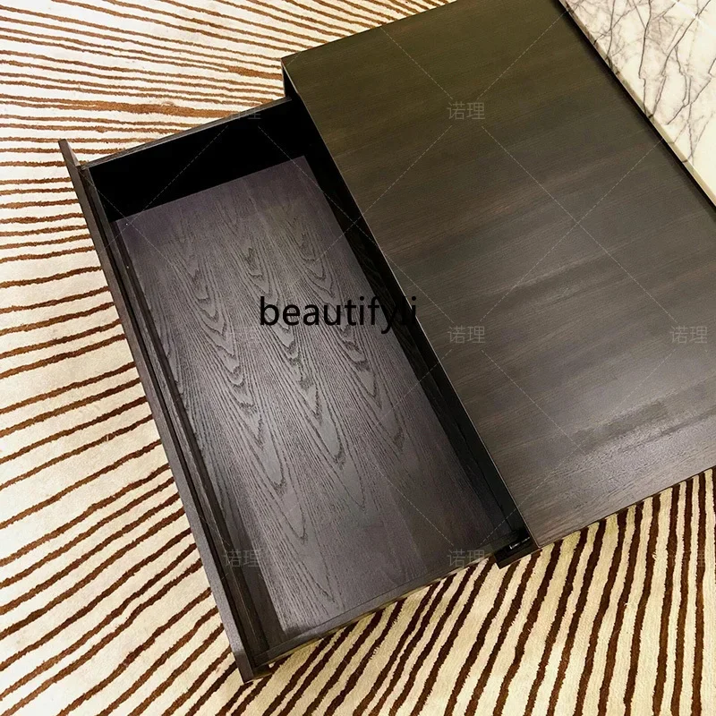 

Italian style, marble modern design high-end small apartment with drawers, living room household solid wood coffee tableAA