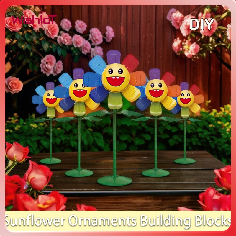 

Sunflower Ornaments Building Blocks Assembly Bouquet Colorful Home Decoration MOC Technical Bricks DIY Toys Girls Gifts #T3