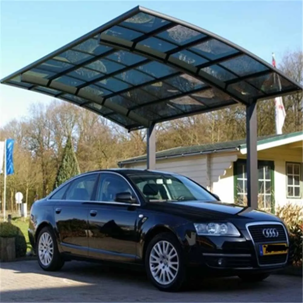 Durable Powder-Coated Aluminum Carport – Outdoor Metal Canopy Parking Shed with Polycarbonate Arched Roof Design