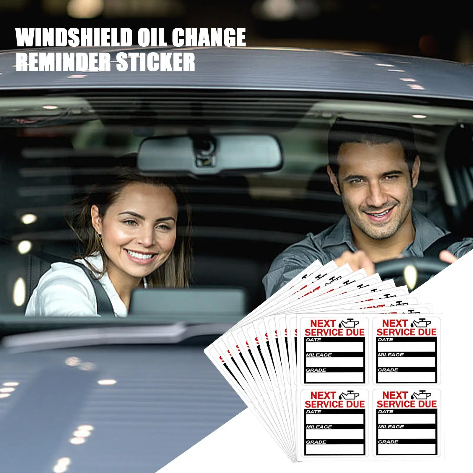 40 Pieces Oil Change Reminder Stickers Next Service Due Labels Low-Tack for Windshield Car Window 2 x 2 Inch Black Red