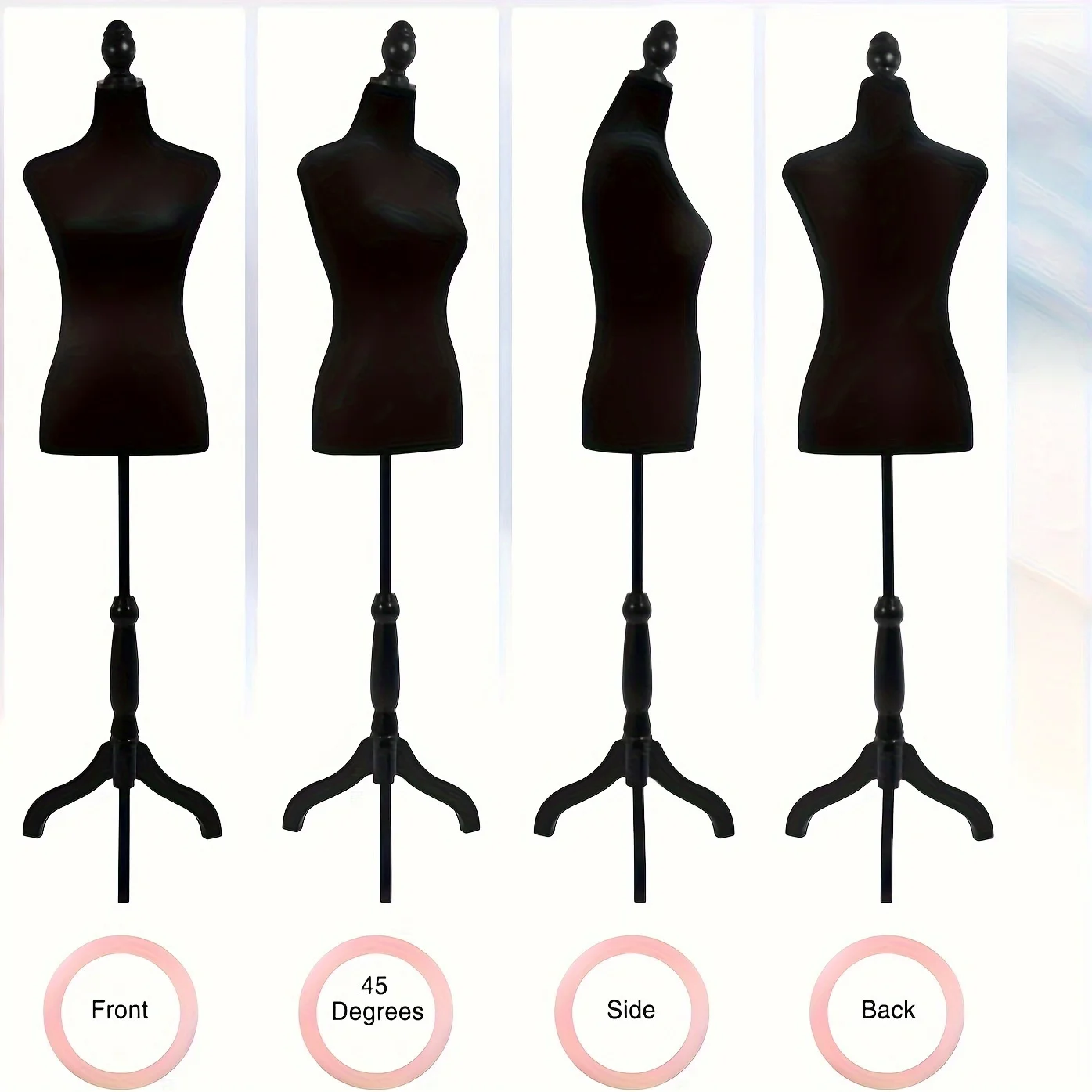 

Models that are perfect for fabric displays for clothing stores: white and black half-body models