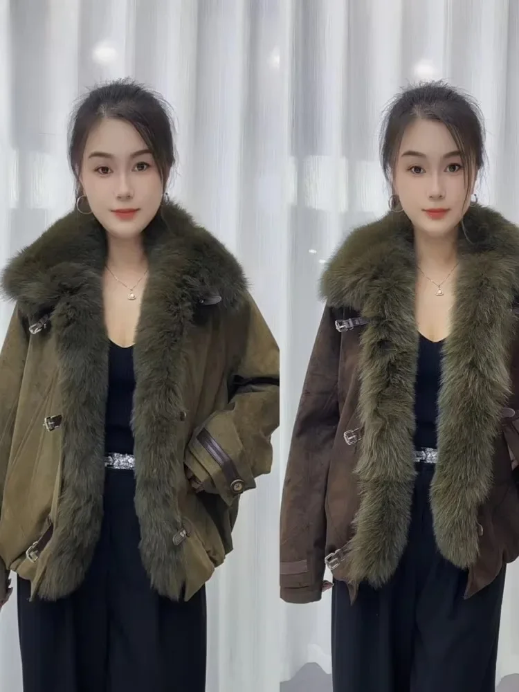 OFTBUY Women's Oversize Goose Down Jacket Big Natural Fur Collar Puffer Coat Fashion Windproof Outerwear with Fur for Female